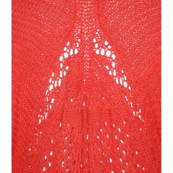 GUINEVERE Anthropologie Coral Orange Knit Open Cardigan Sweater Size M - Picture 9 of 12
